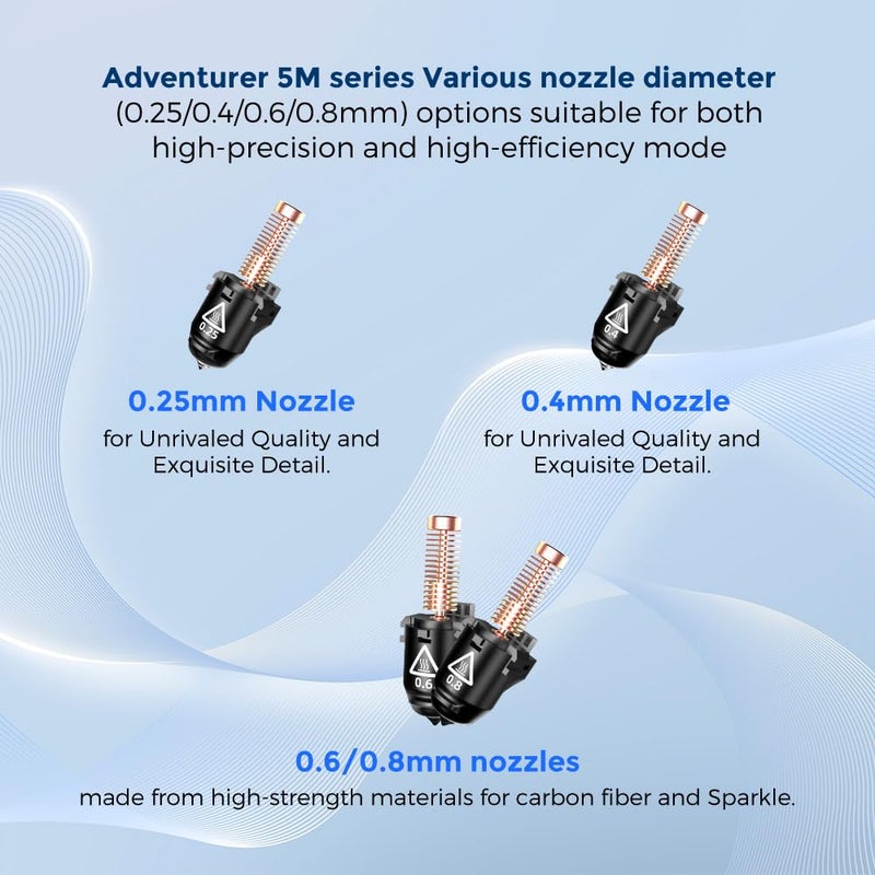 FLASHFORGE Adventurer 5M Series 3D Printer Nozzle Assembly, 3S Quick-Detachable Nozzle,Max 280℃ High Temperature & High Flow 32mm³/s Nozzle for Adventurer 5M/5M Pro 3D Printers(0.4mm) - Image 2